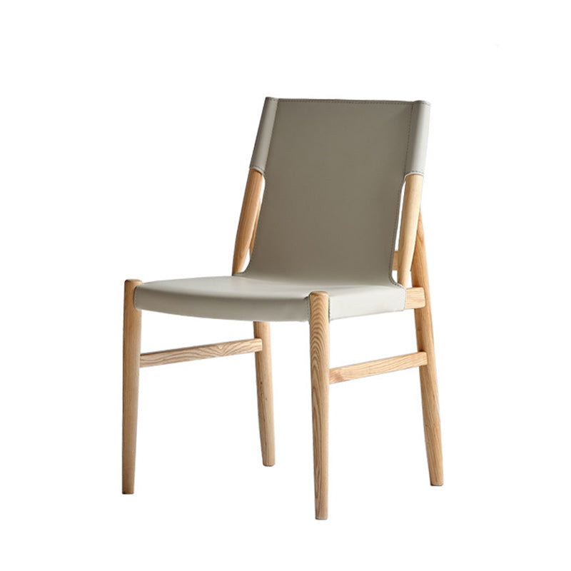 Moderna Minimalista Rectangular Cuadrada Marco de Madera Silla de Comedor de Cuero de Silla Respaldo Para Comedor 