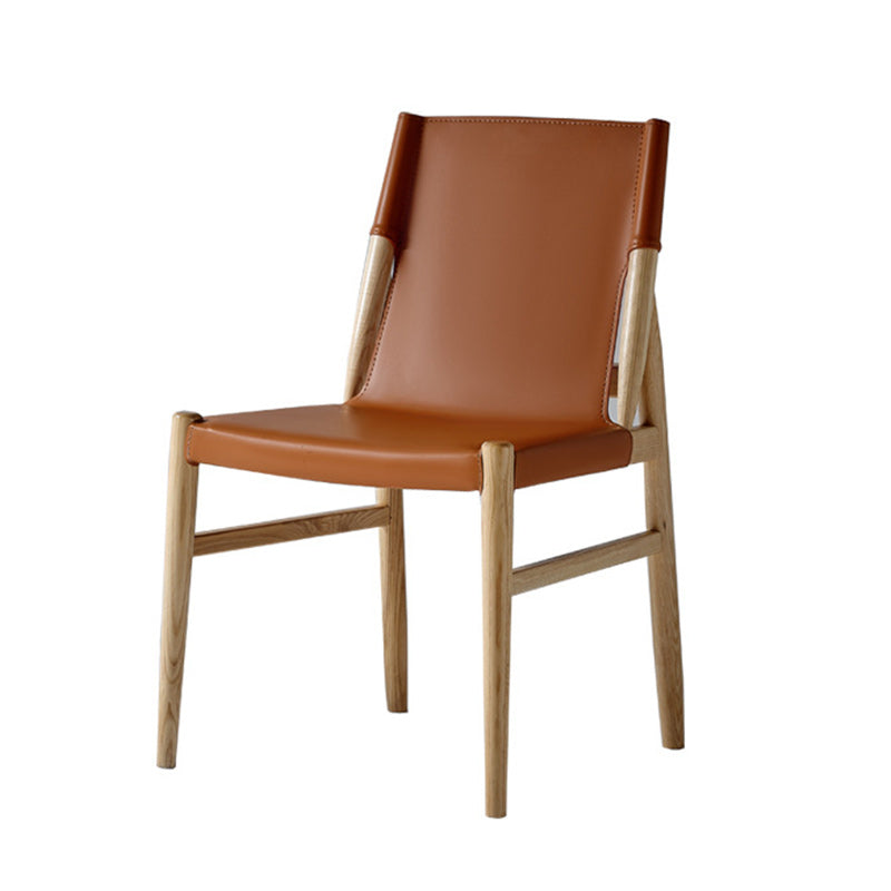 Moderna Minimalista Rectangular Cuadrada Marco de Madera Silla de Comedor de Cuero de Silla Respaldo Para Comedor 
