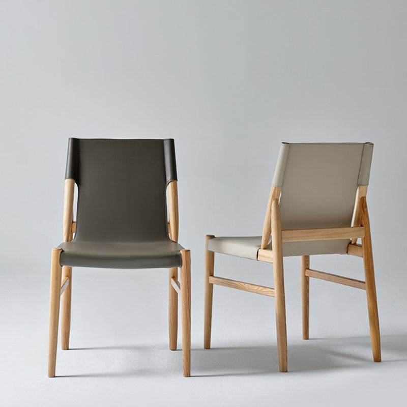 Moderna Minimalista Rectangular Cuadrada Marco de Madera Silla de Comedor de Cuero de Silla Respaldo Para Comedor 