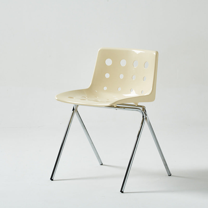 Respaldo de silla de comedor de PP con forma de queso rectangular creativa contemporánea y marco de acero al carbono para comedor 
