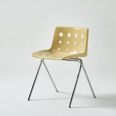 Respaldo de silla de comedor de PP con forma de queso rectangular creativa contemporánea y marco de acero al carbono para comedor 