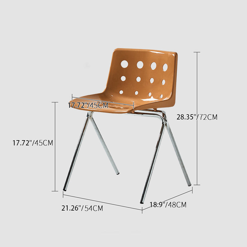 Respaldo de silla de comedor de PP con forma de queso rectangular creativa contemporánea y marco de acero al carbono para comedor 