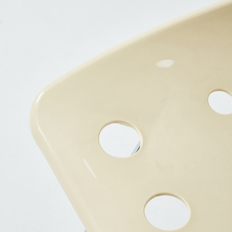 Silla de comedor contemporánea y creativa con respaldo de plástico PP y estructura de hierro en forma rectangular de queso para comedor 