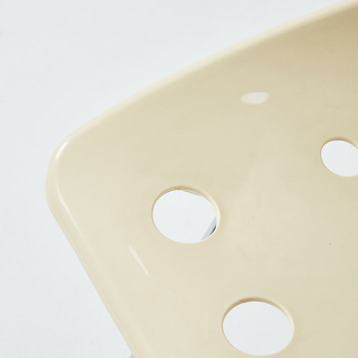 Silla de comedor contemporánea y creativa con respaldo de plástico PP y estructura de hierro en forma rectangular de queso para comedor 