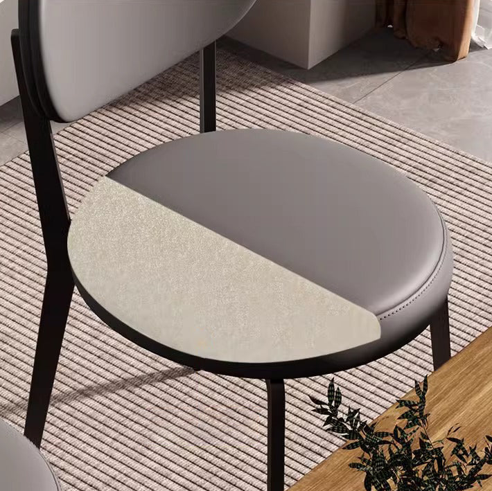 Modern Minimalist Round Upholstered Iron Frame Microfiber Microfiber Leather Dining Chair Backrest For Dining Room