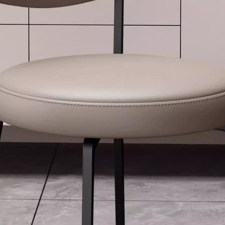 Modern Minimalist Round Upholstered Iron Frame Microfiber Microfiber Leather Dining Chair Backrest For Dining Room
