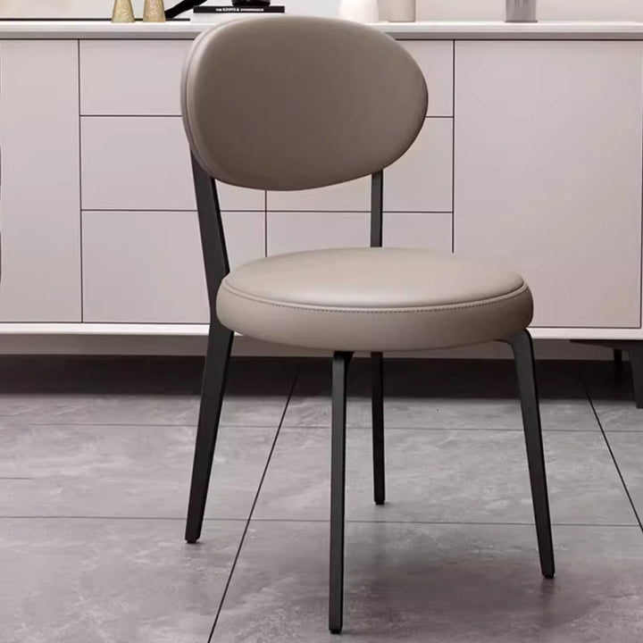 Modern Minimalist Round Upholstered Iron Frame Microfiber Microfiber Leather Dining Chair Backrest For Dining Room
