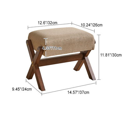 Modern Minimalist Rectangle X Shape Wooden Frame Cotton Linen Fabric Low Stool For Living Room