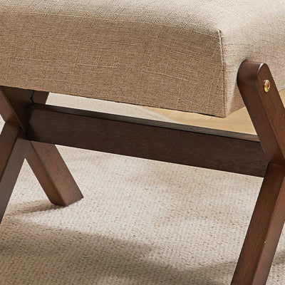Modern Minimalist Rectangle X Shape Wooden Frame Cotton Linen Fabric Low Stool For Living Room