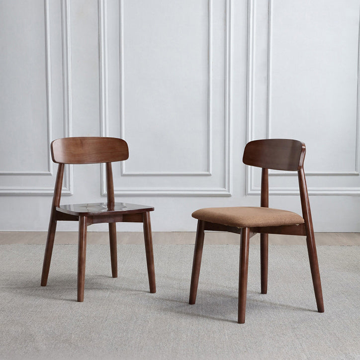 Silla de comedor moderna y minimalista con respaldo, estructura cuadrada de madera de caucho y cuero de microfibra, para comedor 