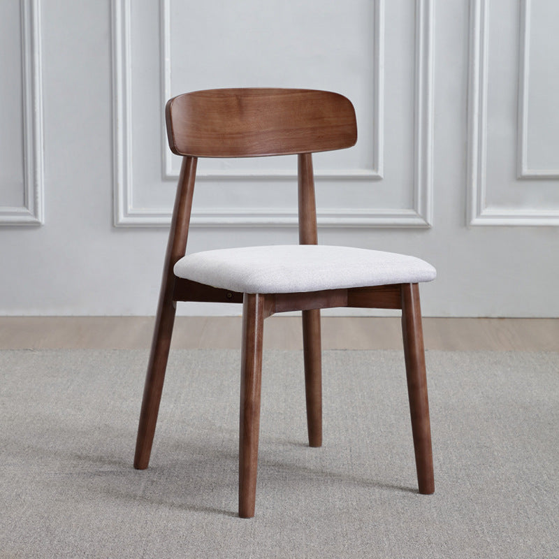 Silla de comedor moderna y minimalista con respaldo, estructura cuadrada de madera de caucho y cuero de microfibra, para comedor 