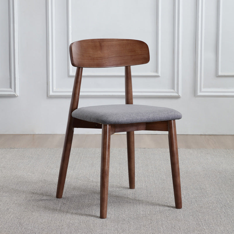 Silla de comedor moderna y minimalista con respaldo, estructura cuadrada de madera de caucho y cuero de microfibra, para comedor 