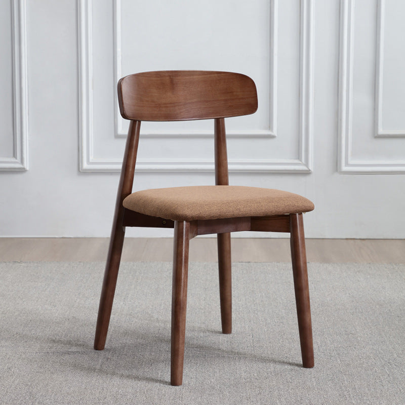 Silla de comedor moderna y minimalista con respaldo, estructura cuadrada de madera de caucho y cuero de microfibra, para comedor 