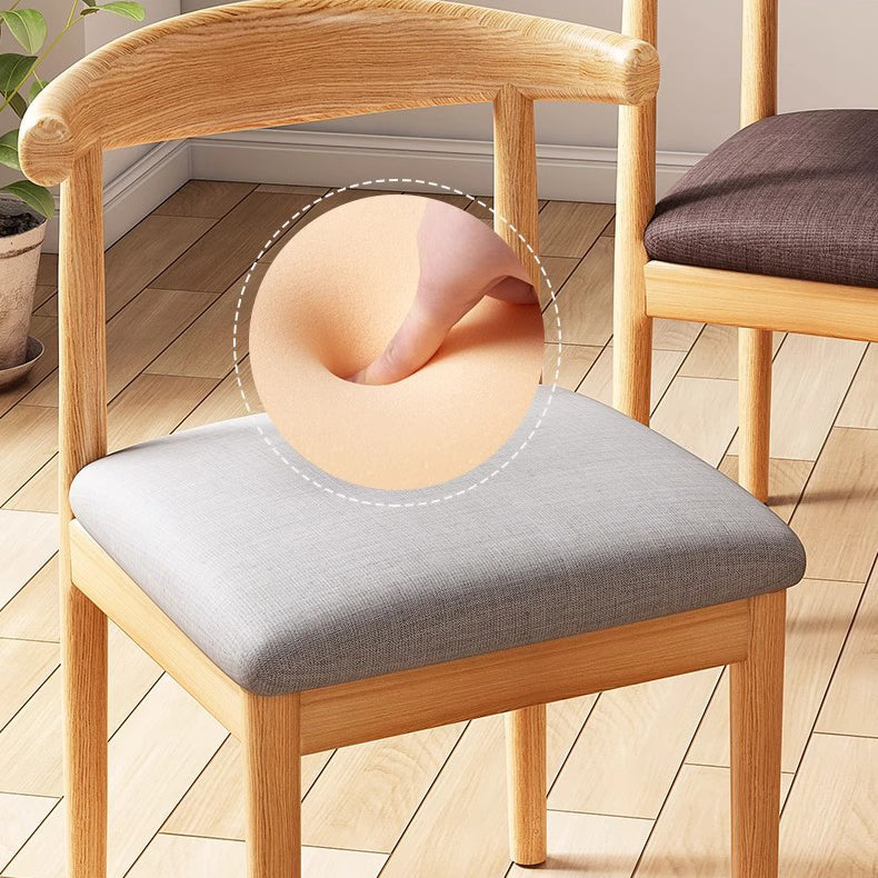Contemporary Nordic Cow Corner Shape Square Upholstered Cotton Linen Fabric Leather Steel Frame Dining Chair Backrest For Dining Room