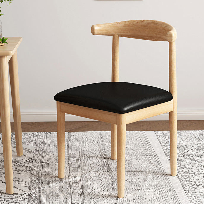Chaise de salle à manger contemporaine en forme de coin de vache nordique moderne avec dossier carré rembourré en tissu coton lin PU cuir cadre en acier 