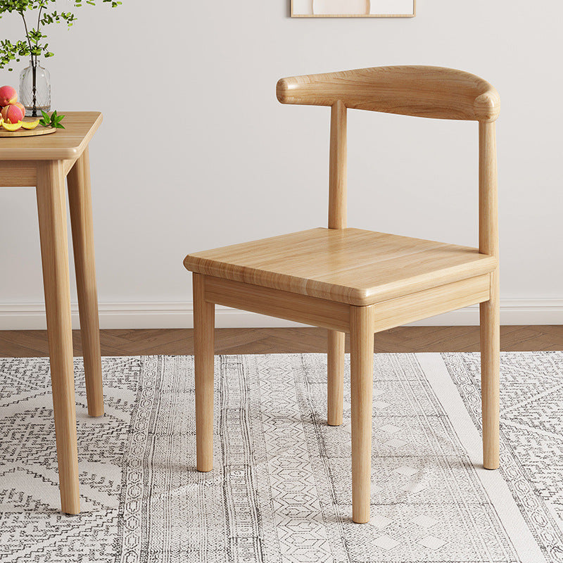 Chaise de salle à manger contemporaine en forme de coin de vache nordique moderne avec dossier carré rembourré en tissu coton lin PU cuir cadre en acier 