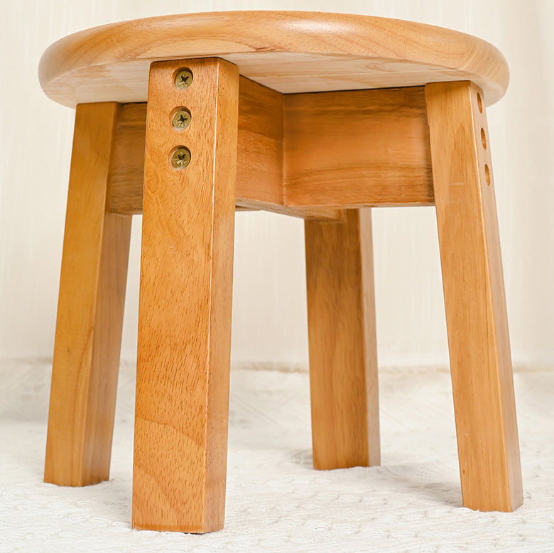 Traditional Chinese Round Solid Wood Low Stool For Living Room