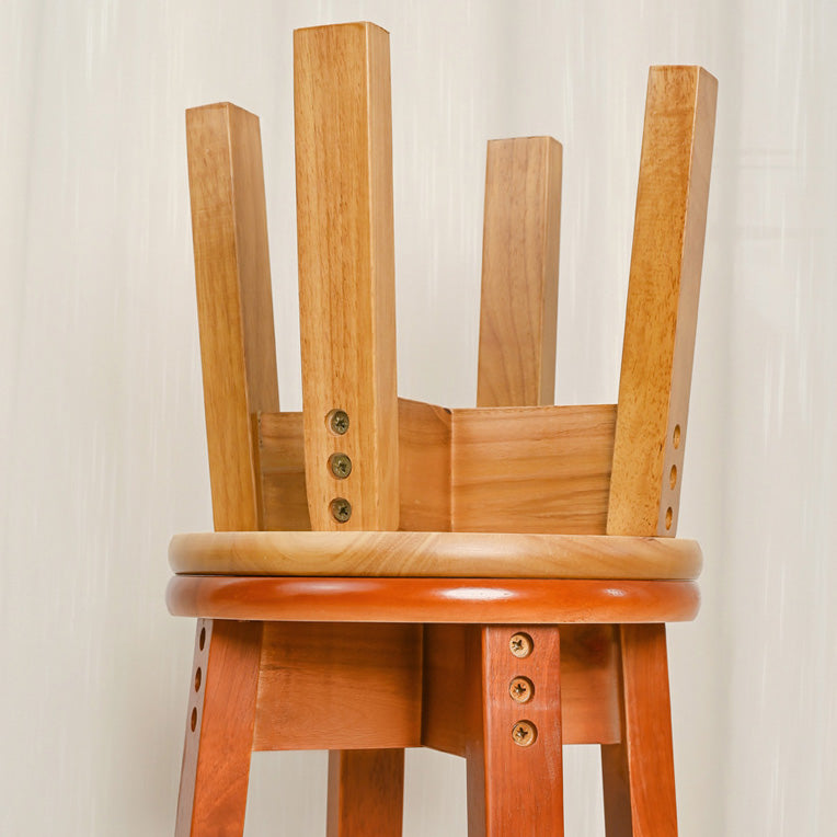 Traditional Chinese Round Solid Wood Low Stool For Living Room