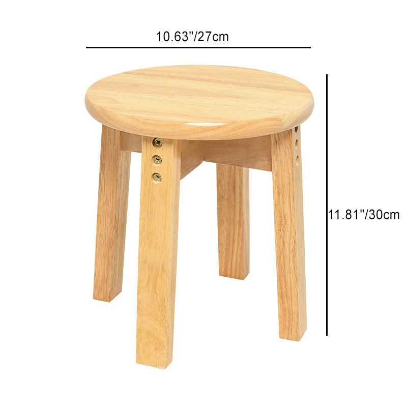 Traditional Chinese Round Solid Wood Low Stool For Living Room