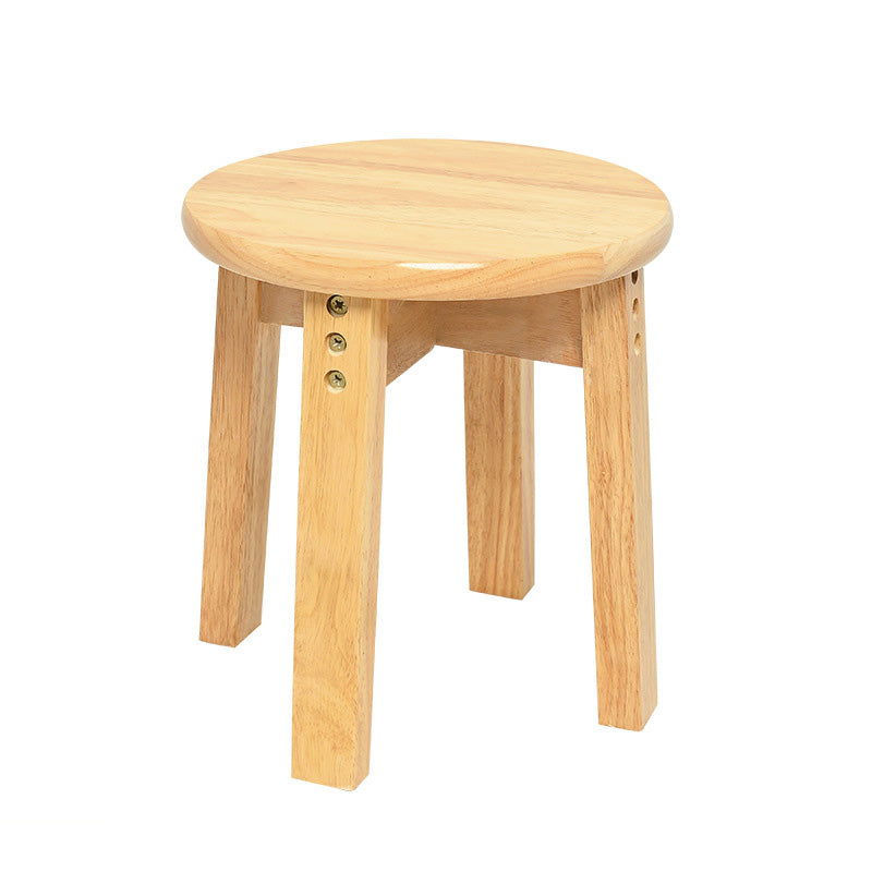Traditional Chinese Round Solid Wood Low Stool For Living Room