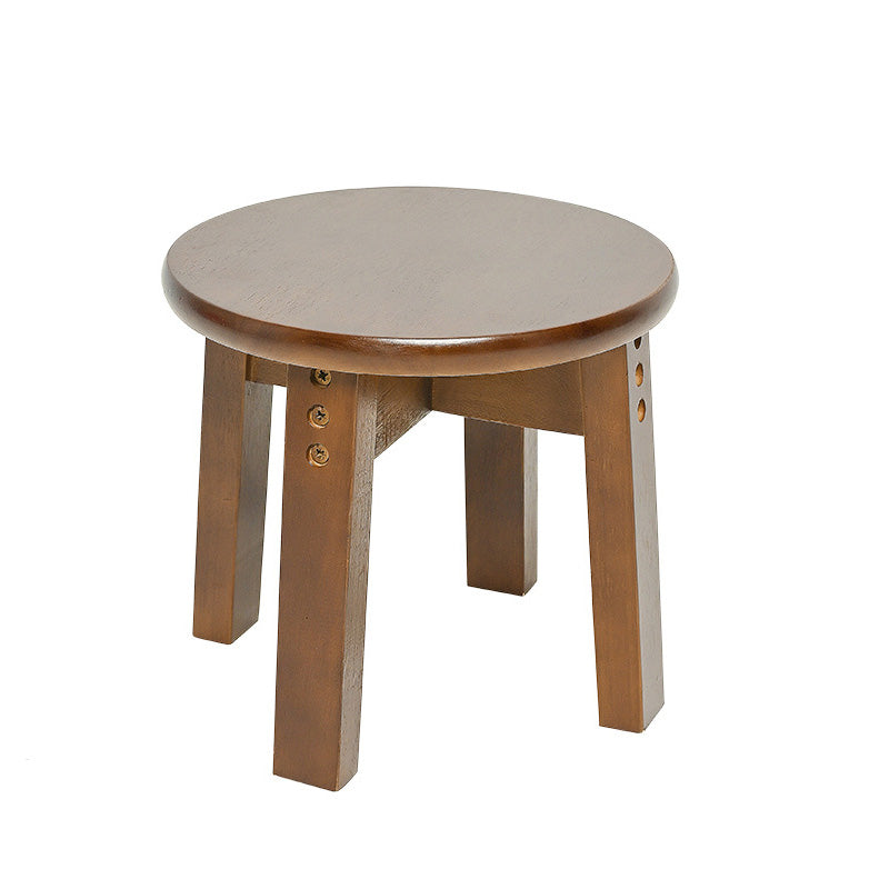 Traditional Chinese Round Solid Wood Low Stool For Living Room