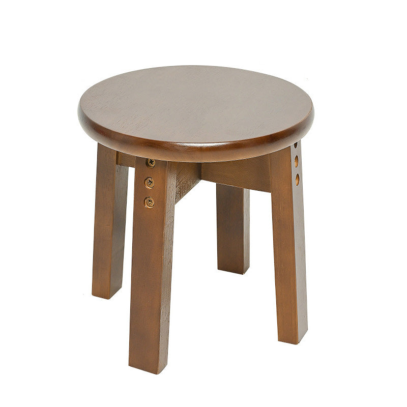 Traditional Chinese Round Solid Wood Low Stool For Living Room