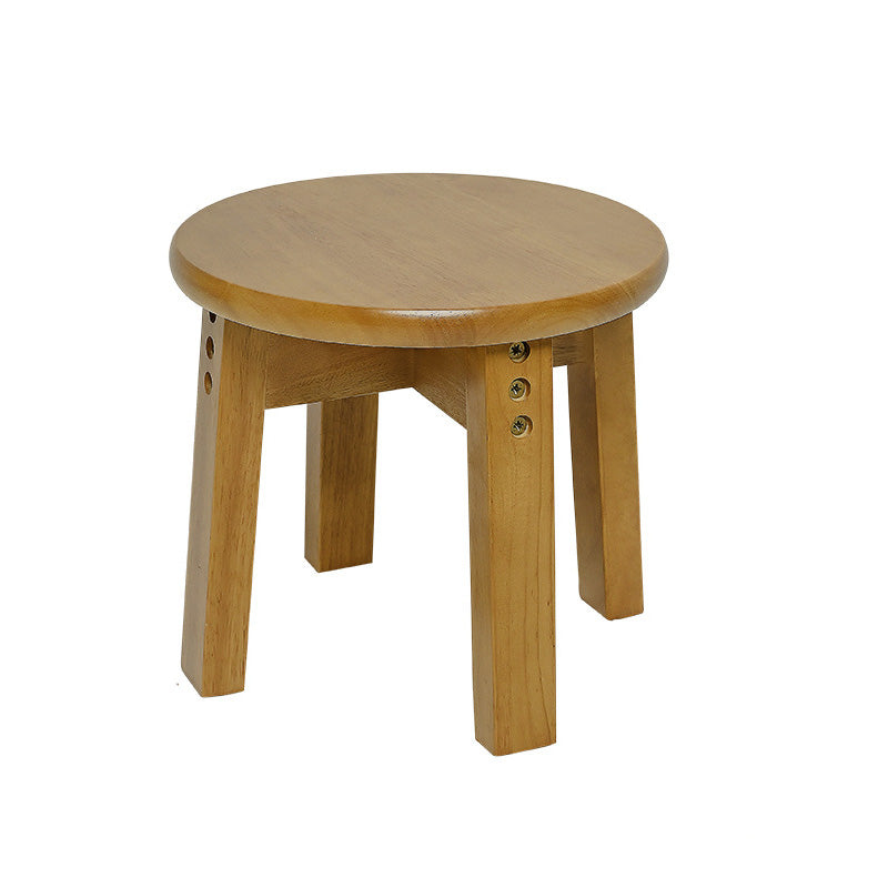 Traditional Chinese Round Solid Wood Low Stool For Living Room