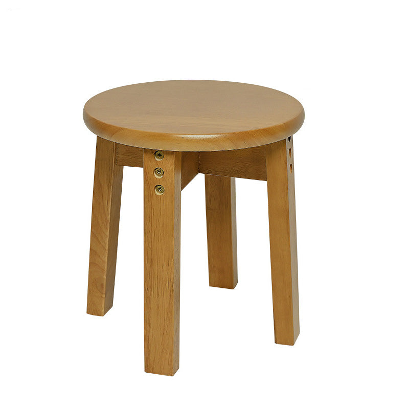 Traditional Chinese Round Solid Wood Low Stool For Living Room
