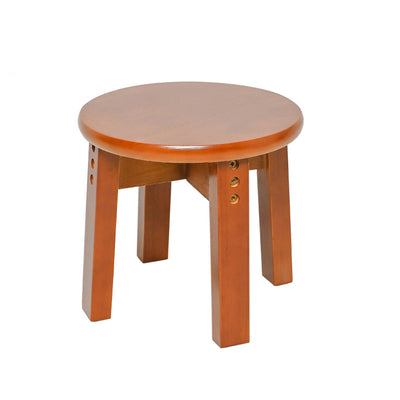 Traditional Chinese Round Solid Wood Low Stool For Living Room
