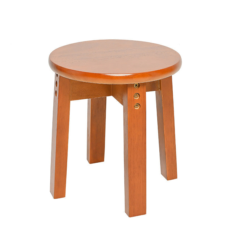 Traditional Chinese Round Solid Wood Low Stool For Living Room