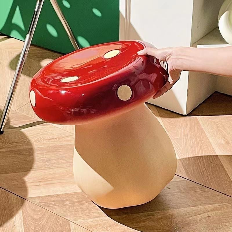Contemporary Creative Round Mushroom Resin Low Stool For Living Room