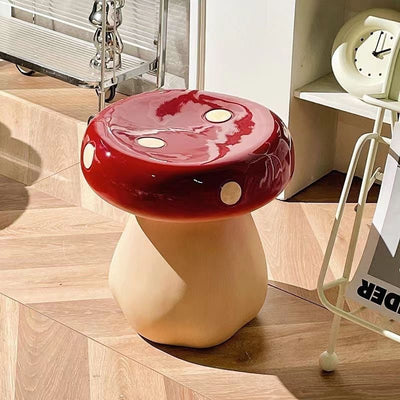 Contemporary Creative Round Mushroom Resin Low Stool For Living Room