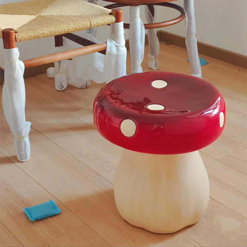 Contemporary Creative Round Mushroom Resin Low Stool For Living Room