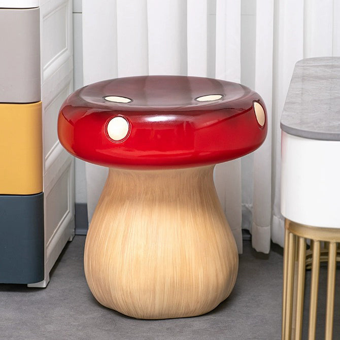 Contemporary Creative Round Mushroom Resin Low Stool For Living Room