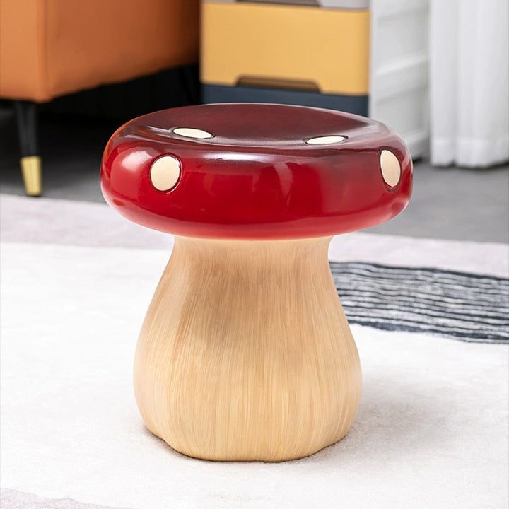 Contemporary Creative Round Mushroom Resin Low Stool For Living Room