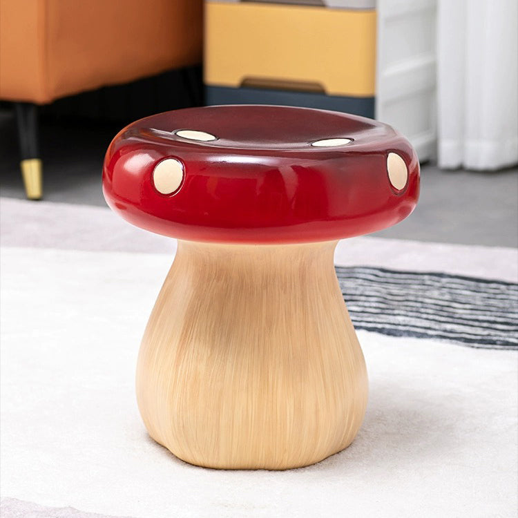 Contemporary Creative Round Mushroom Resin Low Stool For Living Room