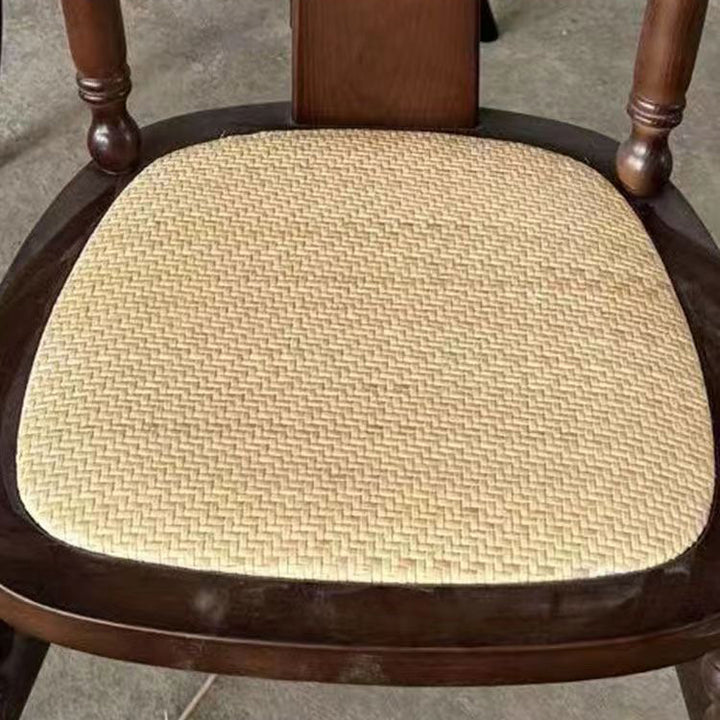 Respaldo de silla de comedor vintage tradicional cuadrado de ratán y madera de caucho para comedor 
