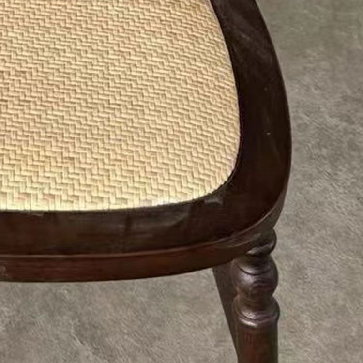 Respaldo de silla de comedor vintage tradicional cuadrado de ratán y madera de caucho para comedor 