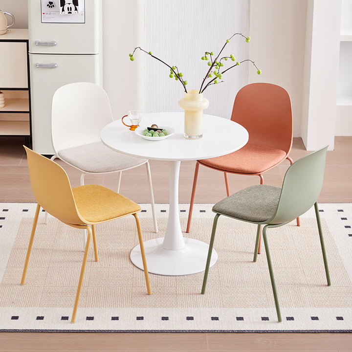 Modern Minimalist Square Plastic Linen Fabric Iron Dining Chair Backrest For Dining Room