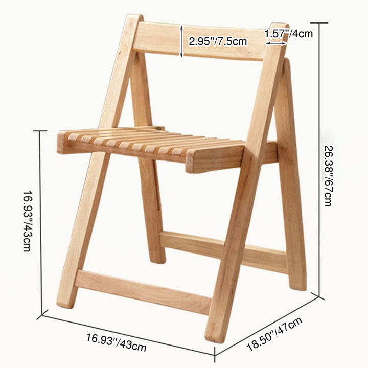 Moderner klappbarer rechteckiger Esszimmerstuhl im nordischen Stil aus Rubberwood mit Latten-Rückenlehne für das Esszimmer 