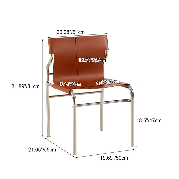 Modern Minimalist Rectangular Saddle-Style Faux Leather Stainless Steel Frame Dining Chair For Dining Room