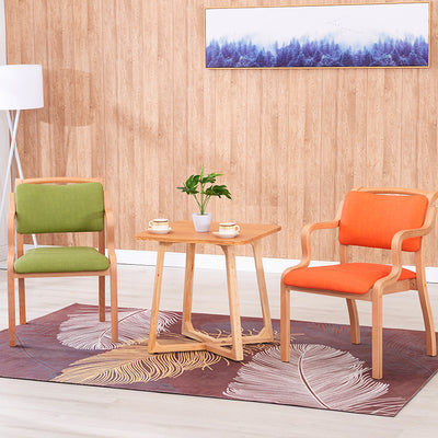 Chaise de salle à manger moderne minimaliste carrée rembourrée en tissu avec dossier en bois 