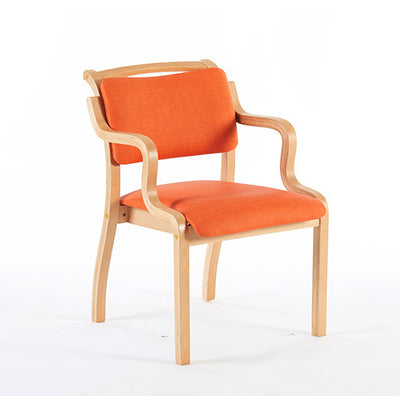 Chaise de salle à manger moderne minimaliste carrée rembourrée en tissu avec dossier en bois 