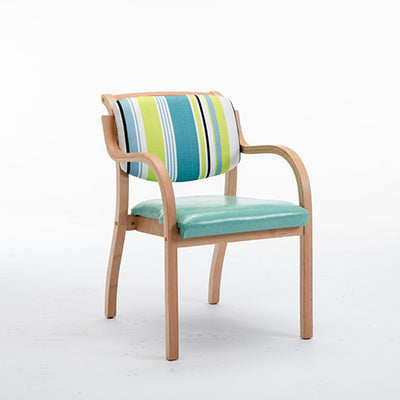 Chaise de salle à manger moderne minimaliste carrée rembourrée en tissu avec dossier en bois 