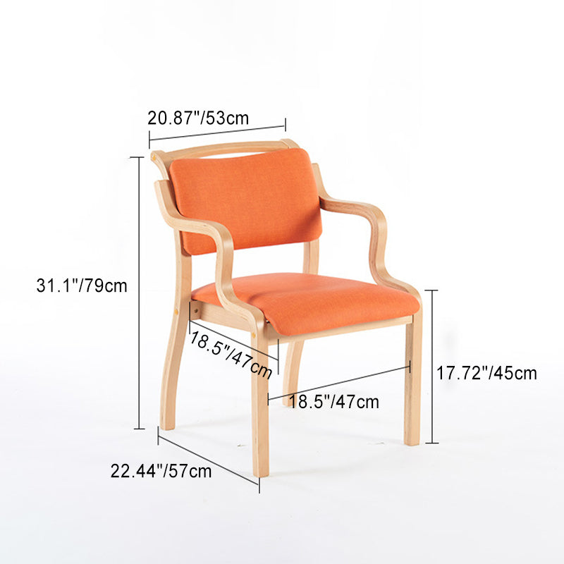 Chaise de salle à manger moderne minimaliste carrée rembourrée en tissu avec dossier en bois 