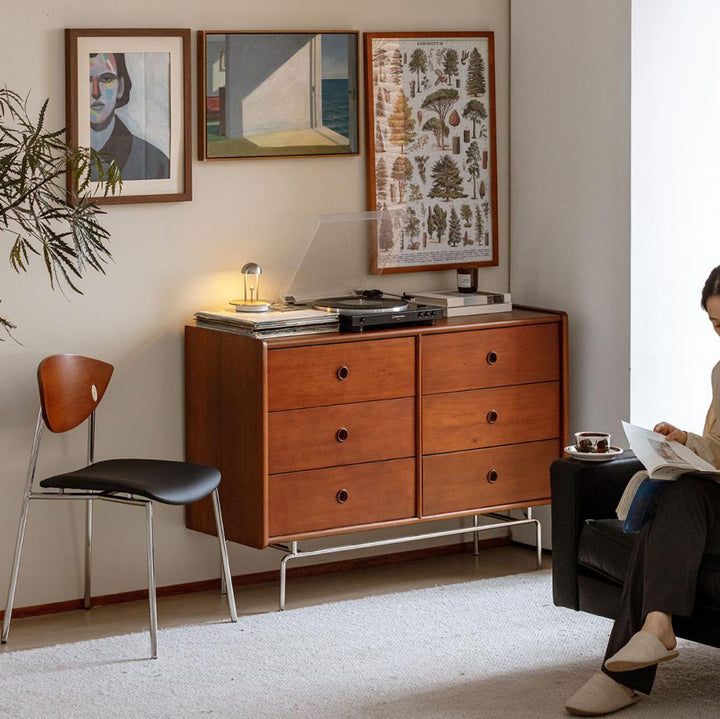 Contemporary Retro Square Flying Bird Chair PU Leather Bent Plywood Iron Dining Chair Backrest For Dining Room
