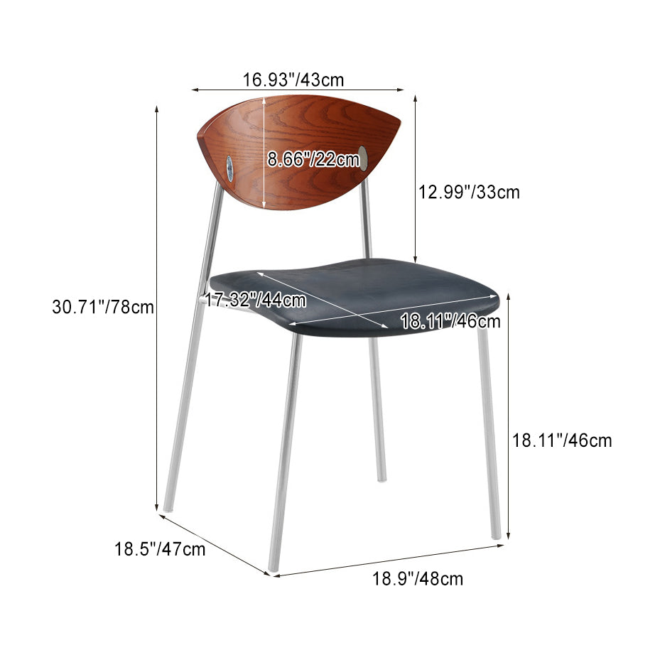 Contemporary Retro Square Flying Bird Chair PU Leather Bent Plywood Iron Dining Chair Backrest For Dining Room