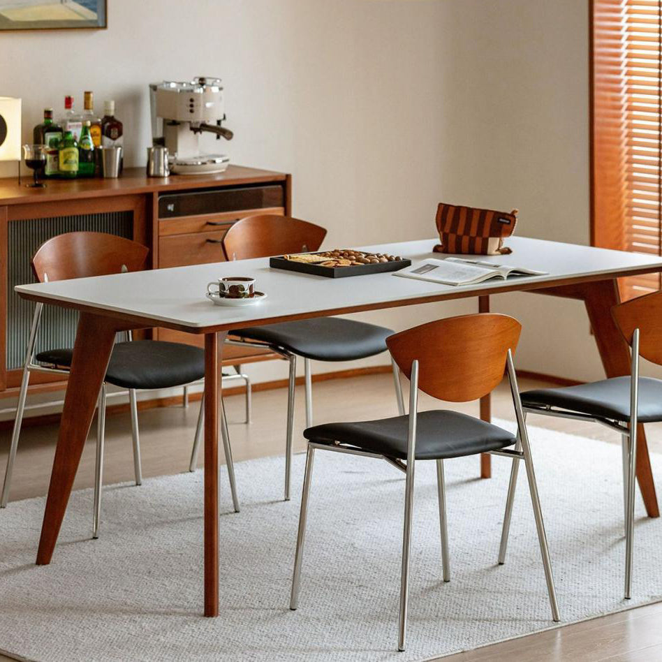 Contemporary Retro Square Flying Bird Chair PU Leather Bent Plywood Iron Dining Chair Backrest For Dining Room