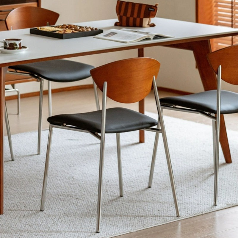 Contemporary Retro Square Flying Bird Chair PU Leather Bent Plywood Iron Dining Chair Backrest For Dining Room
