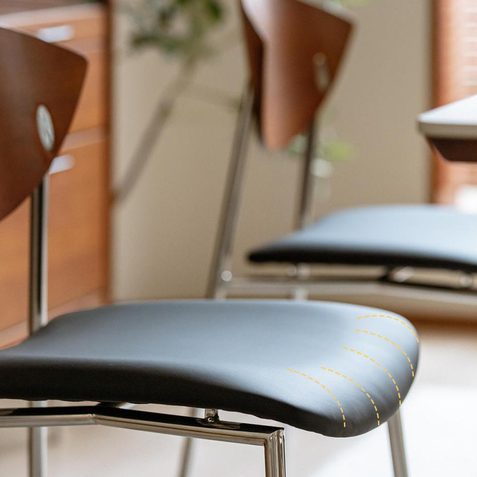 Contemporary Retro Square Flying Bird Chair PU Leather Bent Plywood Iron Dining Chair Backrest For Dining Room